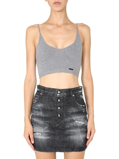 Dsquared2 Rib-knit Vest Top In Grey