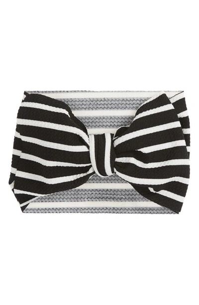 Mini Prep Boutique Babies' Mini Prep Stripes Stretch Head Wrap In Black And White