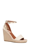 Valentino Rockstud Espadrille Wedge In Light Ivory/ Light Cuire