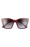 Dolce & Gabbana 53mm Gradient Cat Eye Sunglasses In Bordeaux/ Grey Gradient