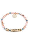 Little Words Project Be Humble Beaded Stretch Bracelet In Pnk