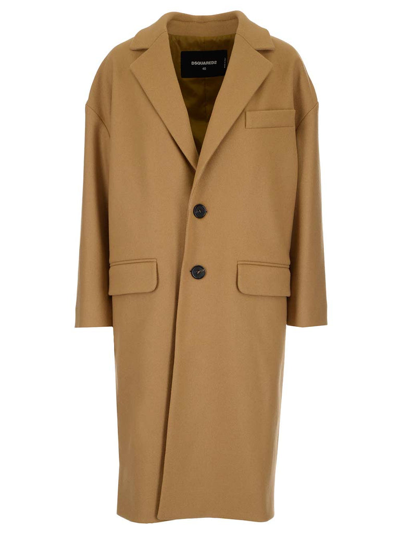 Dsquared2 Tailored Single-breasted Coat In Beige