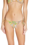 Tory Burch Floral Print String Bikini Bottoms In Brown Wallpaper Floral