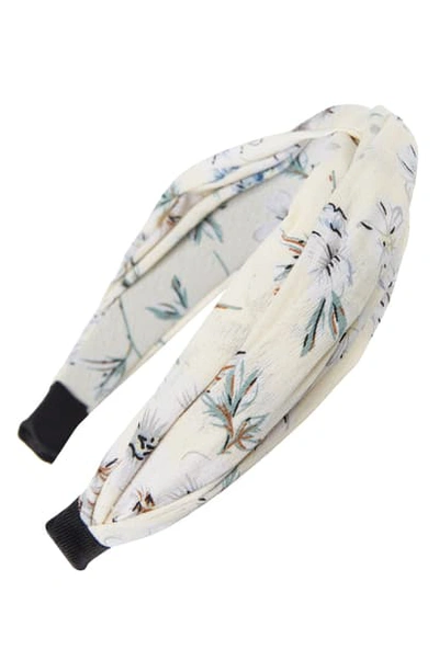Tasha Floral Knot Headband In Ivory