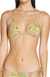 Tory Burch Floral-print Triangle Bikini Top In Brown Wallpaper Floral