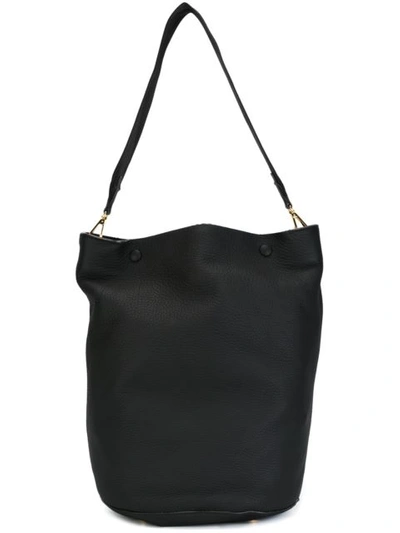 Marni Large Pebbled Leather Bucket Bag In Black