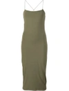 Alexander Wang T T By Alexander Wang Crossed Back Fitted Dress - Green In Army Green