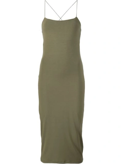 Alexander Wang T T By Alexander Wang Crossed Back Fitted Dress - Green In Army Green