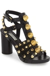 Balenciaga Giant Studded Textured-leather Sandals In Black