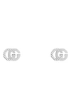 Gucci Gg Running 18k White Gold Stud Earrings