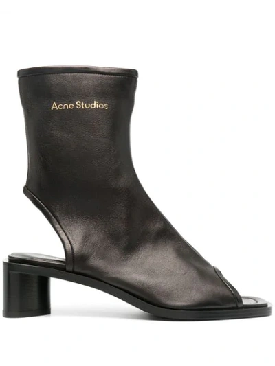 Acne Studios Berla Low Heels Ankle Boots In Black Leather