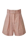 MATTHEW BRUCH WOMEN'S PLEATED LINEN SHORTS