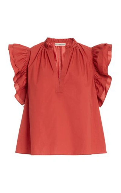 Ulla Johnson Elena Ruffle-trimmed Cotton Shirt In Red