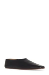 The Row Square-toe Leather Ballerina Flats In Black