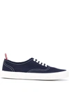 Thom Browne Navy Heritage Vulcanized Sneakers In Blue