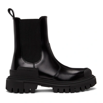 Dolce & Gabbana 40mm Brushed Leather Chelsea Boots In Black