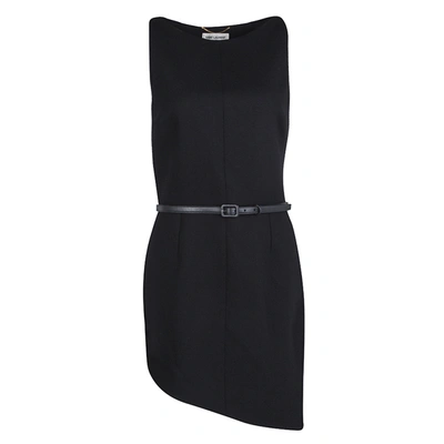 Pre-owned Saint Laurent Black Wool Asymetric Sleeveless Dress M