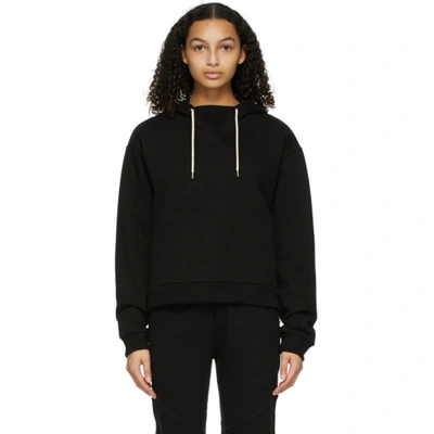 John Elliott Hooded Villain Crop French Terry Hoodie In Black