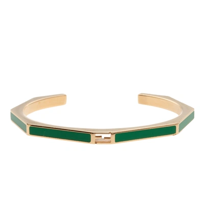 Pre-owned Fendi Green Enamel Baguette Bracelet S