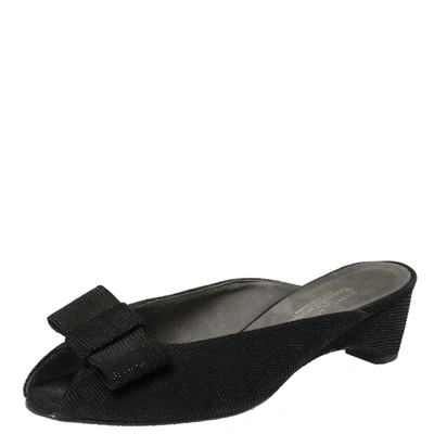 Pre-owned Stuart Weitzman Black Suede Slide Sandals Size 37