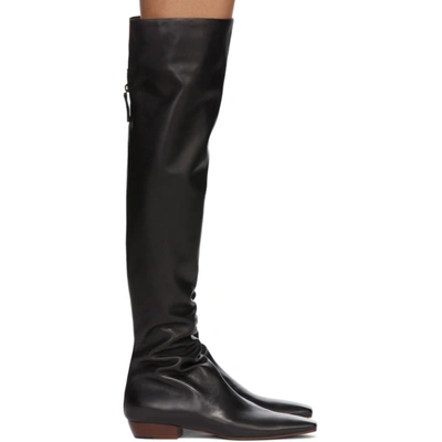 The Row 20mm Slouchy Leather Over-the-knee Boots In Black