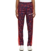 PALM ANGELS PALM ANGELS NAVY AND RED MONOGRAM TRACK PANTS
