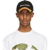 Palm Angels Black Logo Flame Baseball Cap In Black White