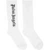 Palm Angels Vertical Logo Cotton Socks In White Black