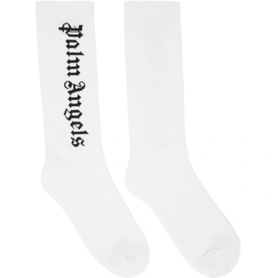 Palm Angels Logo Intarsia-knit Socks In White
