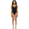 Off-white Logo Crisscross Strap One-piece Swimsuit In Black