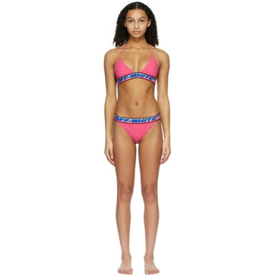 Off-white Bikini With Logo Tape In Pink