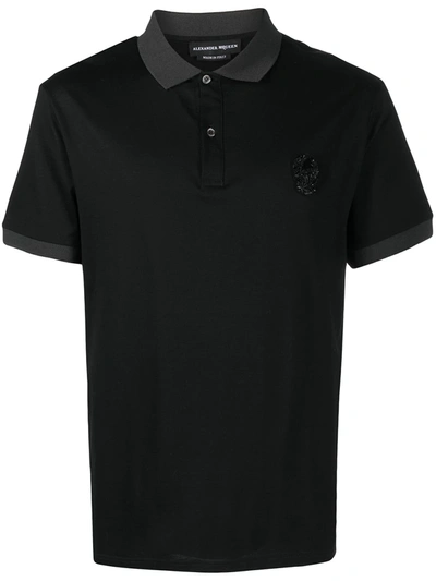 Alexander Mcqueen Skull Patch Polo Shirt In Black