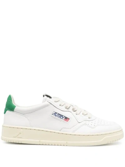 Autry Low-top Sneakers With Mixed Textures And Contrast Heel Tab In White