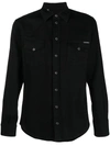 Dolce & Gabbana Micro Rib Velvet Shirt Shirts Black In Black