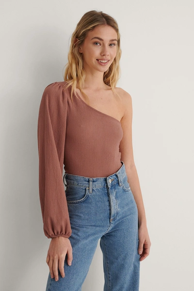 Na-kd Crepe One Shoulder Top - Pink In Dusty Pink