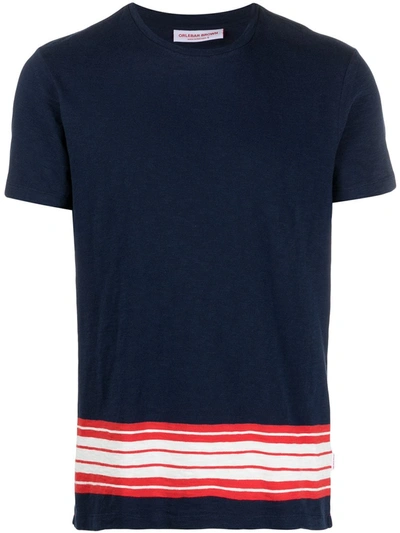 Orlebar Brown Sammy Island Stripe Stripe Classic Fit Detail T-shirt In Blue