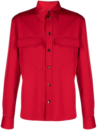 Bottega Veneta Button-up Long-sleeve Shirt In Red