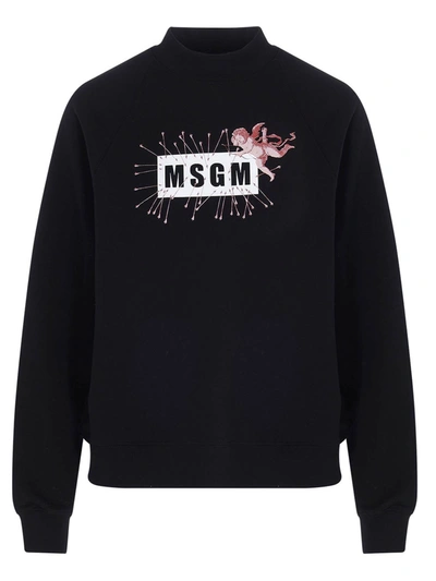 Msgm Cupid Logo Sweatshirt In Black