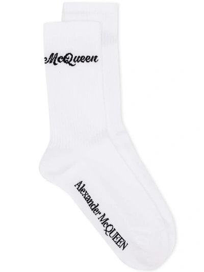 Alexander Mcqueen Logo Knitted Socks In White