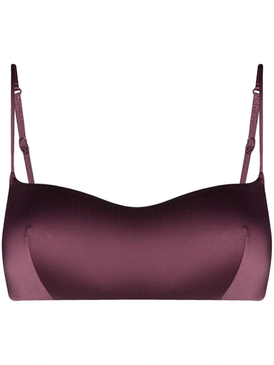 La Perla Floral-embroidered Bandeau Bra In Purple