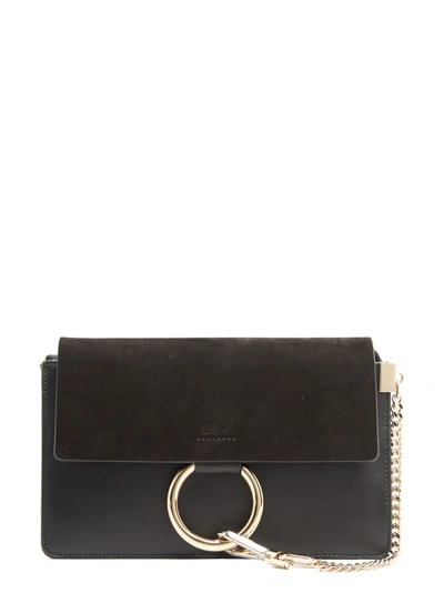 Chloé Small Faye Leather & Suede Shoulder Bag In Black