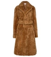 Bottega Veneta Teddy Shearling Belted Coat In Brown