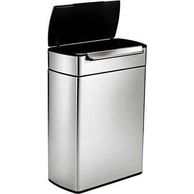 Simple Human Touch-bar Stainless Steel Recycling Bin 48l In Silver