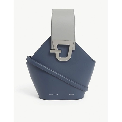 Danse Lente Johnny Mini Leather Bucket Bag In Steel Blue/warm Grey