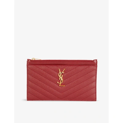 Saint Laurent Monogram Quilted Leather Purse In Red