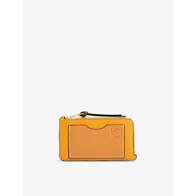 Loewe Anagrammed Leather Coin And Card Wallet In Sunflower/honey