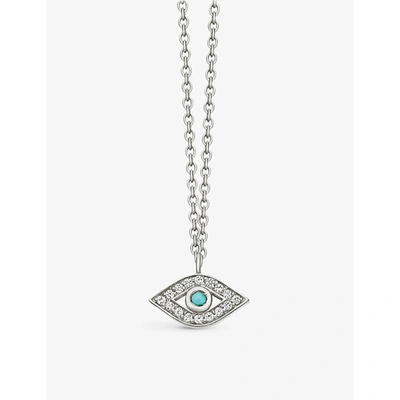 Astley Clarke Mini Evil Eye Sterling Silver, Turquoise And Pavé White Sapphire Necklace