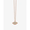 ASTLEY CLARKE MINI EVIL EYE 18CT ROSE GOLD-PLATED VERMEIL SILVER, TURQUOISE AND PAVÉ WHITE SAPPHIRE NECKLACE,R03706060