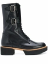 Paloma Barceló Paloma Barcelò Combat Boot In Black Nappa With Buckles In Black
