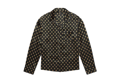 Pre-owned Ovo  Womens Monogram Silk Pajama Shirt Black